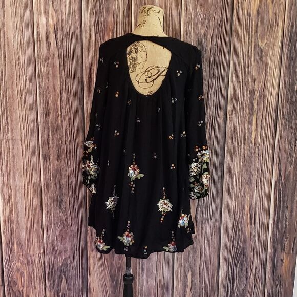 Free People Flowy Floral Embroidered Dress, Sz Small - Picture 15 of 15